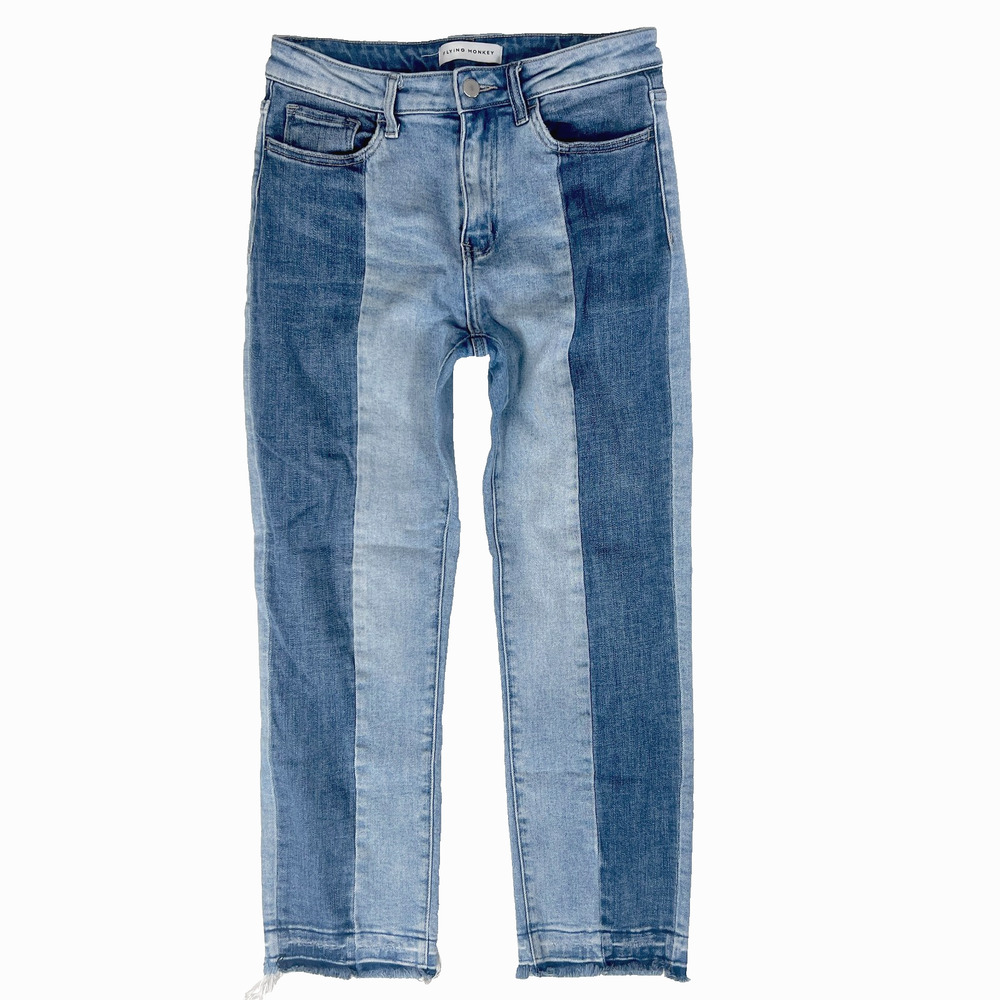 Flying Monkey High Rise Straight Jeans 28 Two Tone Colorblock Y2K 90s Skater